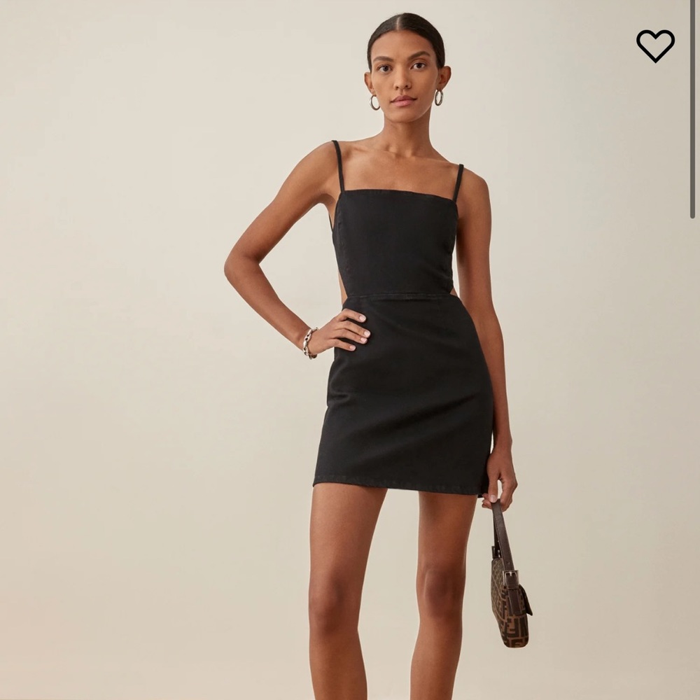 Reformation Kate Tie Back Denim Mini Dress